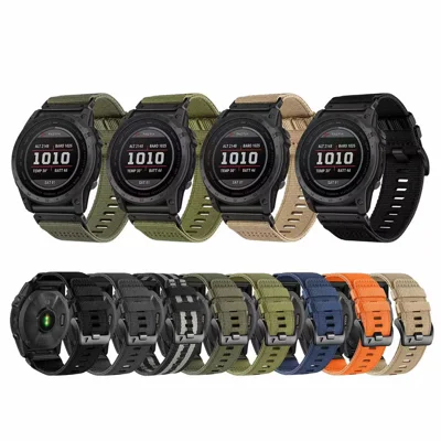 22mm QuickFit Watch Strap for Garmin Fenix 9 47mm / Fenix 9 Pro 47mm / Fenix 8 47mm / Tactix 7 Pro Nylon Wrist Band with Stainless Steel Buckle - Army Green