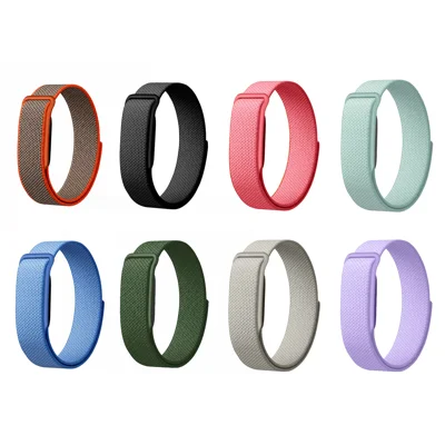 For Google Fitbit Air Urtebånd Nylon Vævet Løkke Justerbart Magic Tape Udskifteligt Håndledsband - Obsidian