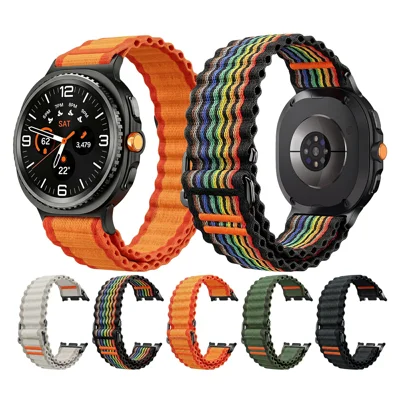 Nylon Watch Band for Samsung Galaxy Watch8 44mm  /  40mm  /  Watch8 Classic 46mm  /  Watch9 44mm  /  40mm Wave Pattern Quick Release Watch Strap - Rainbow