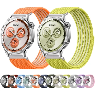 Quick-Release-22mm Sport Loop Watch Band for Huawei Watch GT 7 46mm / GT 6 46mm / GT 5 46mm Breathable Nylon + Zinc Alloy Strap - Orange
