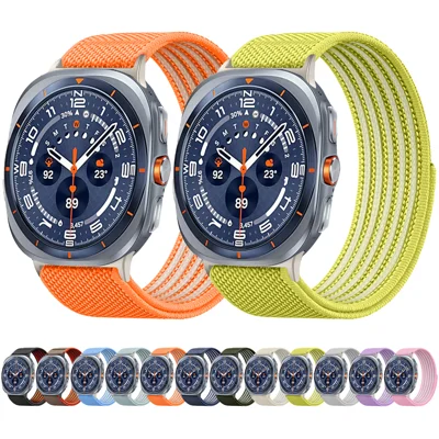 Sport Loop Watch Band for Samsung Galaxy Watch Ultra (2025) 47mm / Ultra2 47mm / Ultra 47mm Breathable Nylon + Zinc Alloy Strap - Orange