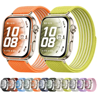 Sport Loop Watch Band for Huawei Watch Fit 5 Pro / 5 / 4 Pro / 4 / 3 Breathable Nylon + Zinc Alloy Strap - Orange