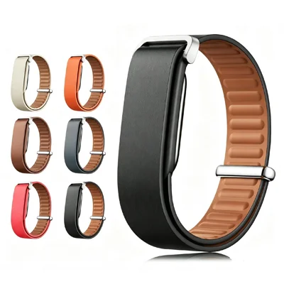 För Google Fitbit Air Riktigt Nappaläder Klockband PC-ram Byte Armband - Orange