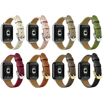 Watchband for Xiaomi Smart Band 10 Pro / 9 Pro / 8 Pro / Redmi Watch 6 / 5 / 4 Litchi Texture Genuine Cow Leather Slim Watch Strap - Brown