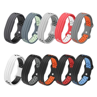 For Google Fitbit Air Silicone Watch Strap Figure-8 Tail Dual Color Watch Band - White+Black