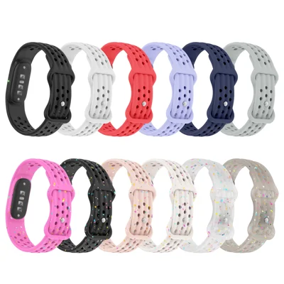 For Google Fitbit Air Silicone Watch Band with Butterfly Clasp Round Hole Breathable Design - White