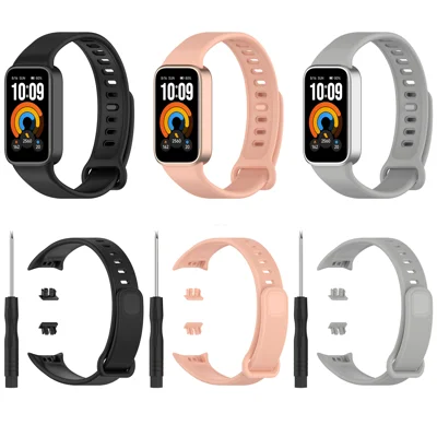 For Xiaomi Smart Band 11 Active Watch Strap TPU Replacement Wristband with Tool - Black
