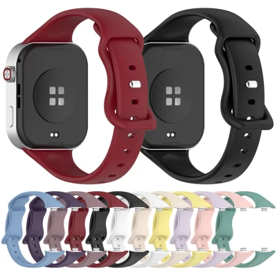 Silicone Watch Strap for Xiaomi Redmi Watch 6 / 6 Active / 6 Lite / 5 / 4 / Smart Band 10 Pro / 9 Pro / 8 Pro Breathable Adjustable Butterfly Clasp Band - Black