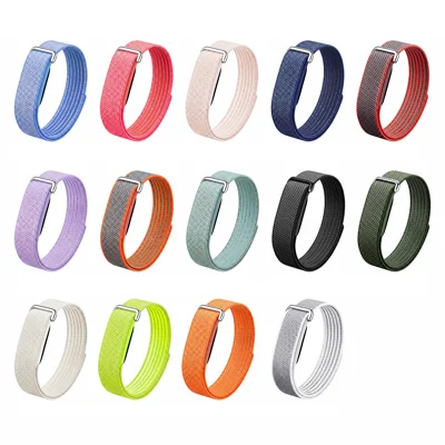 Für Google Fitbit Air Nylon Loop Armband Verstellbarer Klettverschluss Atmungsaktives Armband (Kollaborationsversion) – Punktemuster Orange