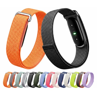 For Google Fitbit Air Nylon Loop Armband Verstellbarer Klettverschluss Atmungsaktives Armband (Standardversion) - Punkte Orange