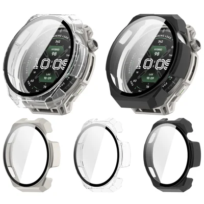 Für Huami Amazfit Balance 3 PC-Uhrenhülle mit gehärtetem Glas, vollständige Abdeckung – Mattschwarz