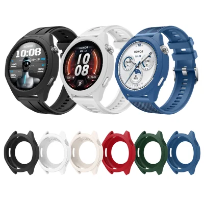 Beschermhoes voor Honor Watch 6 Plus Siliconen Anti-Kras Horlogehoes - Zwart