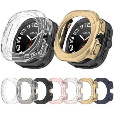 For Samsung Galaxy Watch Ultra2 47mm Watch Case Hollow Design Hard PC Protective Cover - Champagne Gold