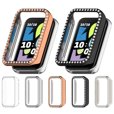 Watch Case for Honor Band 11  /  11 Pro  /  10 Rhinestone Decor Hollow PC Watch Cover - Transparent