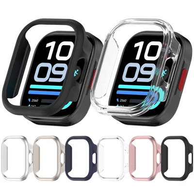 For Xiaomi Redmi Watch 6 Lite Watch Case Half-Wrapped Hollow Hard PC Protective Cover - Black