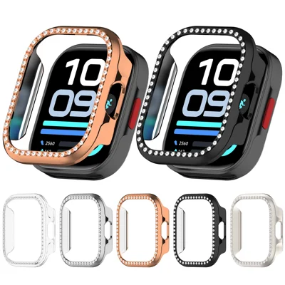 For Xiaomi Redmi Watch 6 Lite Watch Case Rhinestone Decor Hollow PC Watch Cover - Transparent