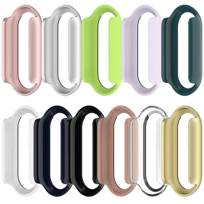 For Xiaomi Smart Band 11 / NFC / Ceramic Edition / All-Metal Edition PC Watch Case Built-in Tempered Glass Screen Protector - White