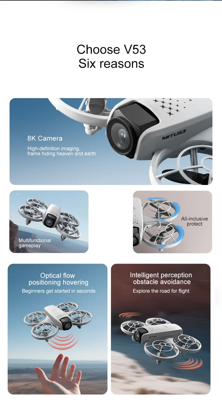Mini Drone caméra 4K double HD, évitement des obstacles, positionnement du flux optique, Drone