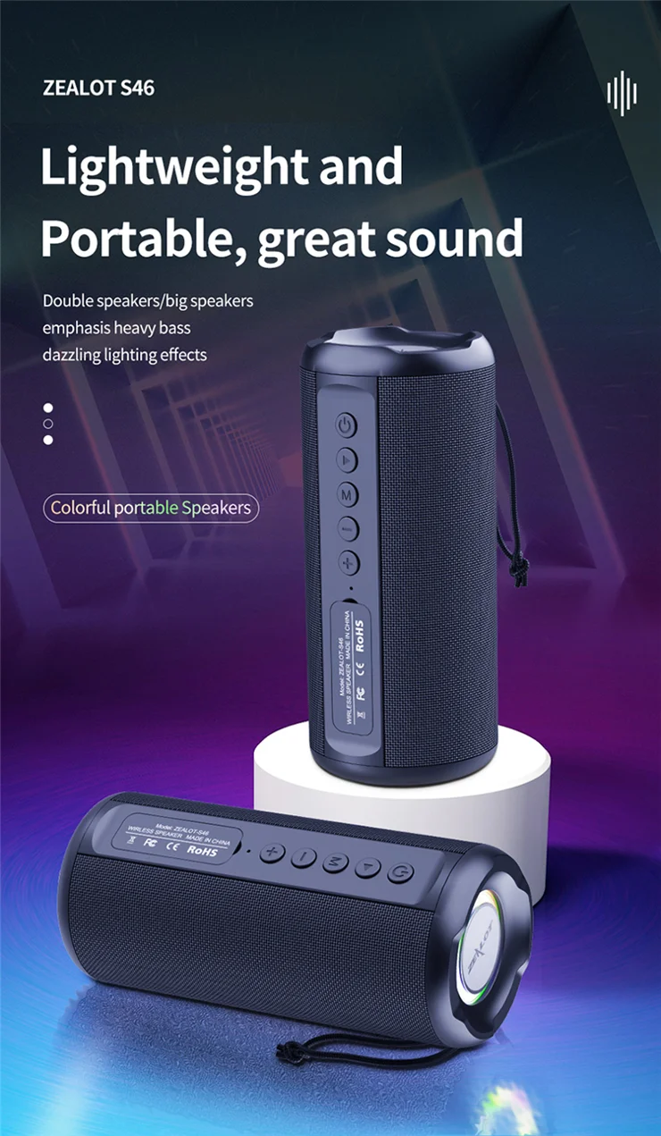 ZEALOT S46 Wireless Bluetooth-compatible Speaker Outdoor IPX5