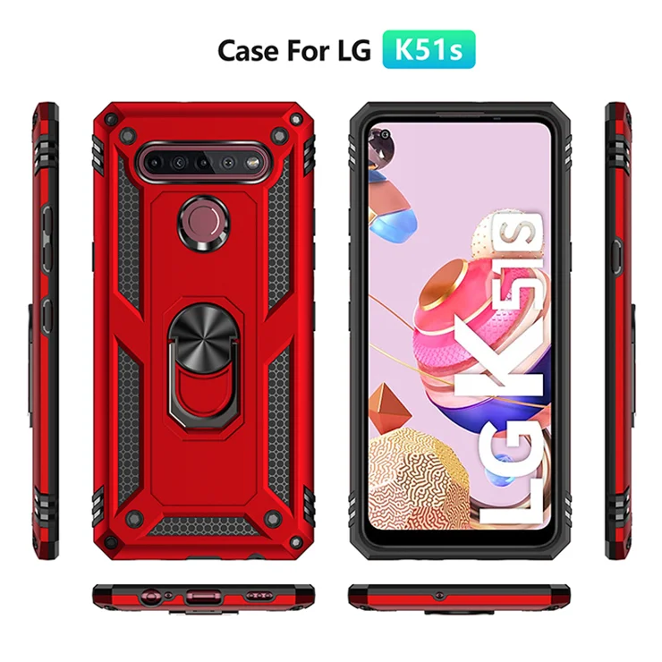 Hybrid PC TPU Anti-drop Phone Case with Ring Kickstand for LG