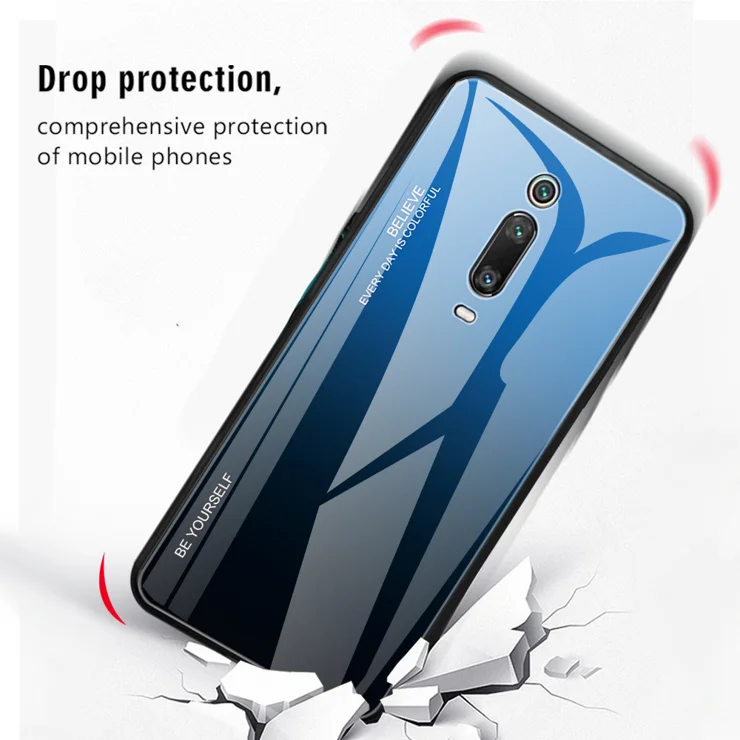 Gradient Color Style Glass+PC+TPU Phone Cover for Xiaomi Redmi