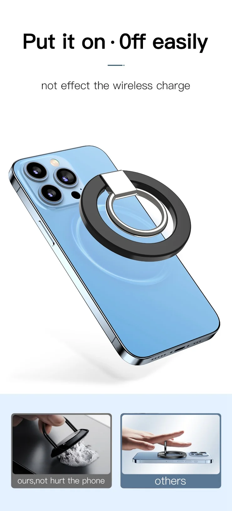 Supporto Magnetico Per IPhone Con Anello E Cinturino - Compatibile MagSafe, 360° Rotazione, Alba Dorata - Foto 9