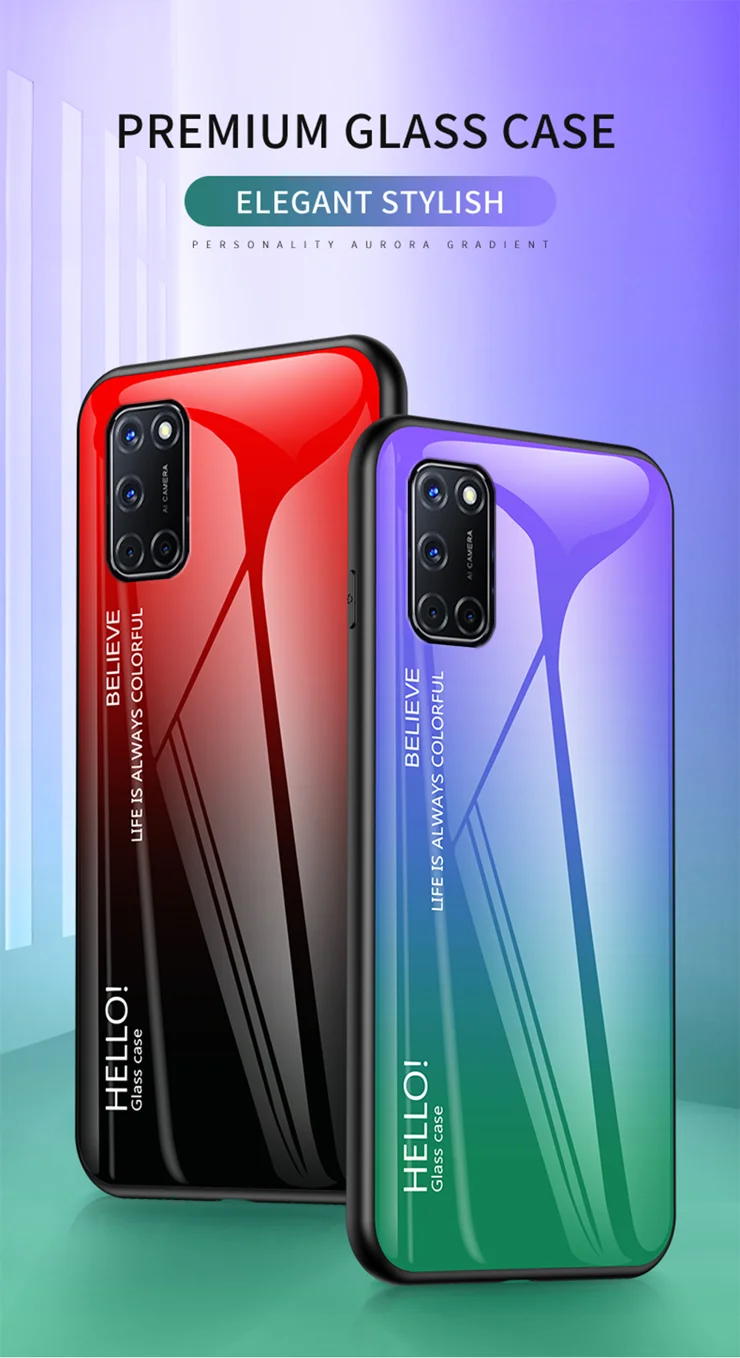 Phone Oppo A52 Glass Back Cover Gradient Color Tempered Glass