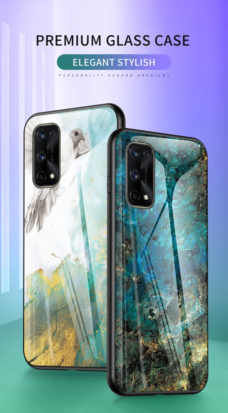Marbling Pattern Tempered Glass PC TPU Edge Cell Phone