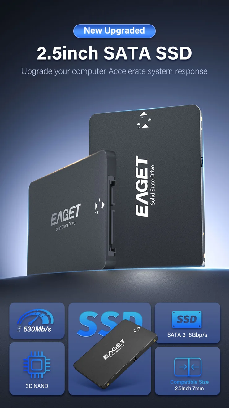 EAGET 2.5インチSSD 480GB EAGET 1/2/5/10Pcs 2.5'' SATA SSD Lot 1TB