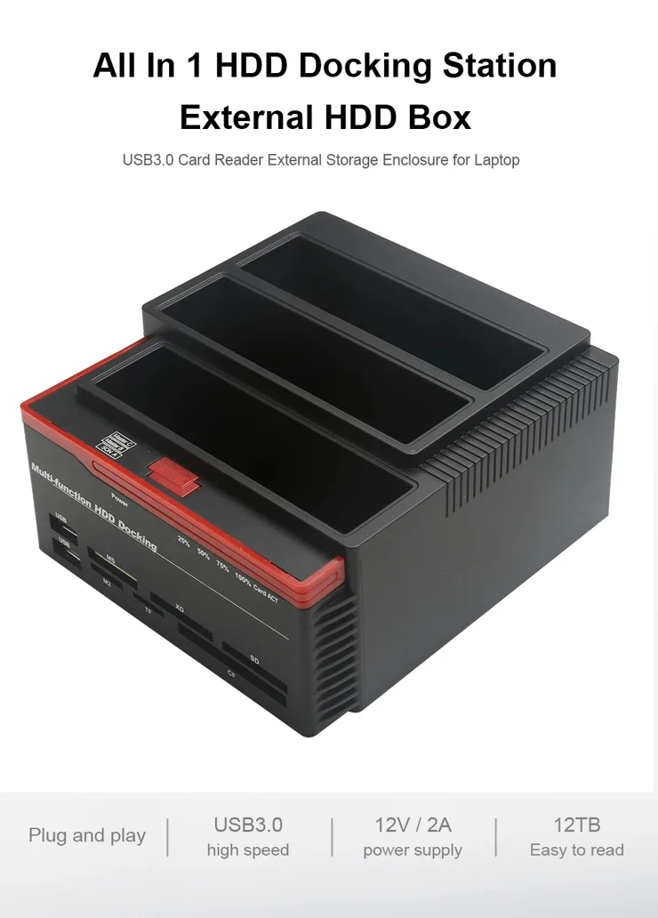 Docking Station Per HDD 2.5/3.5 Pollici – USB 2.0 E 3.0, IDE E SATA, Con Lettore Di Schede