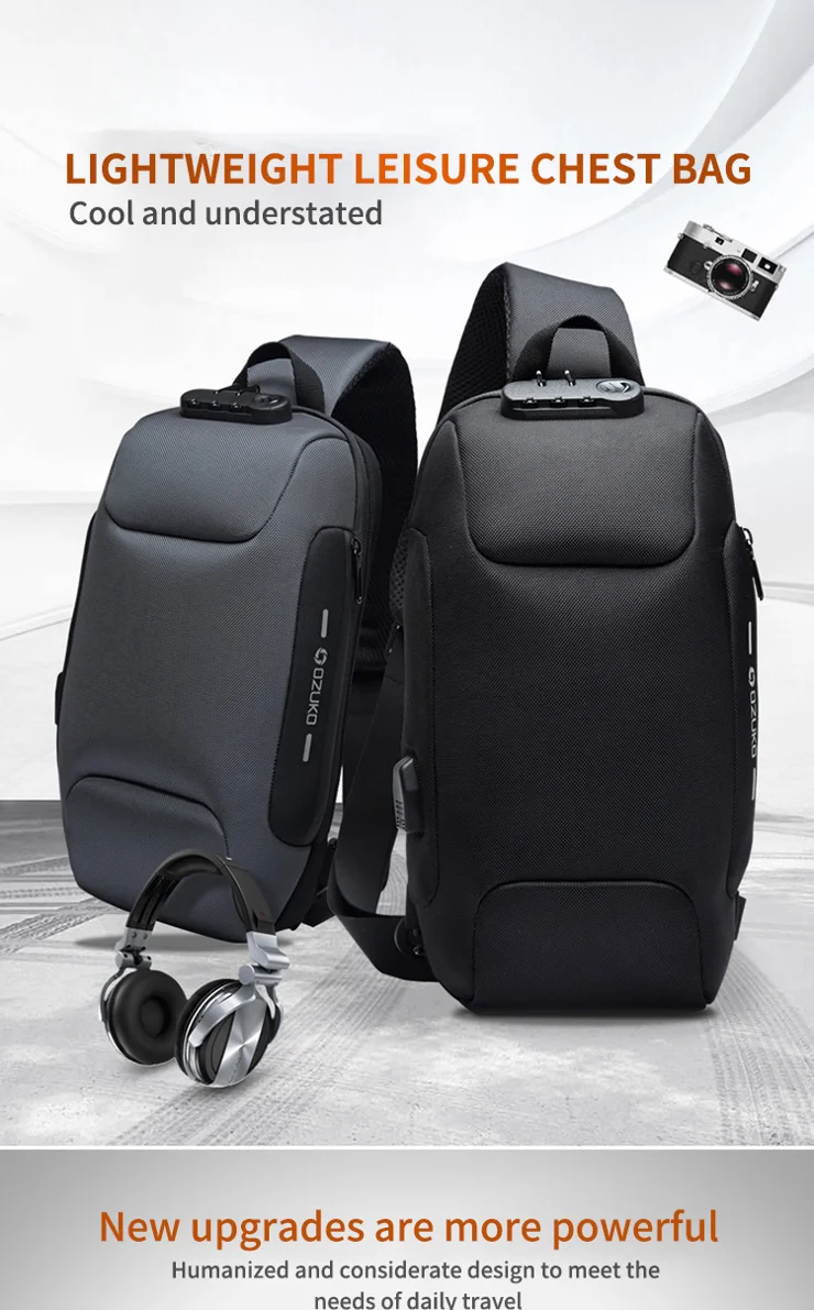 OZUKO Multifunction Lightweight Chest Bag Waterproof Anti-scratch