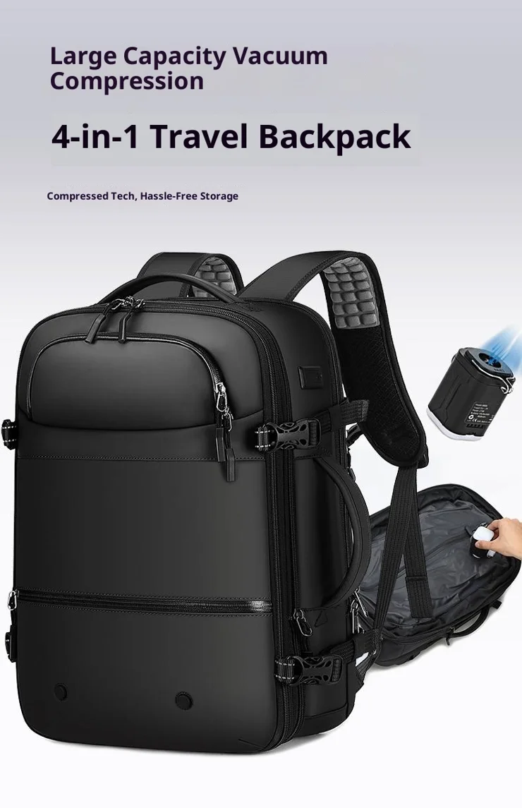 POSO PS-678 4 in 1 Expandable Laptop Backpack and Small Storage Bags Set Travel Dual Shoulder Bag with Air Pump - Blue POSO PS-678 4 in 1 Expandable Laptop Backpack and Small Storage Bags Set Travel Dual Shoulder Bag with Air Pump - Blue