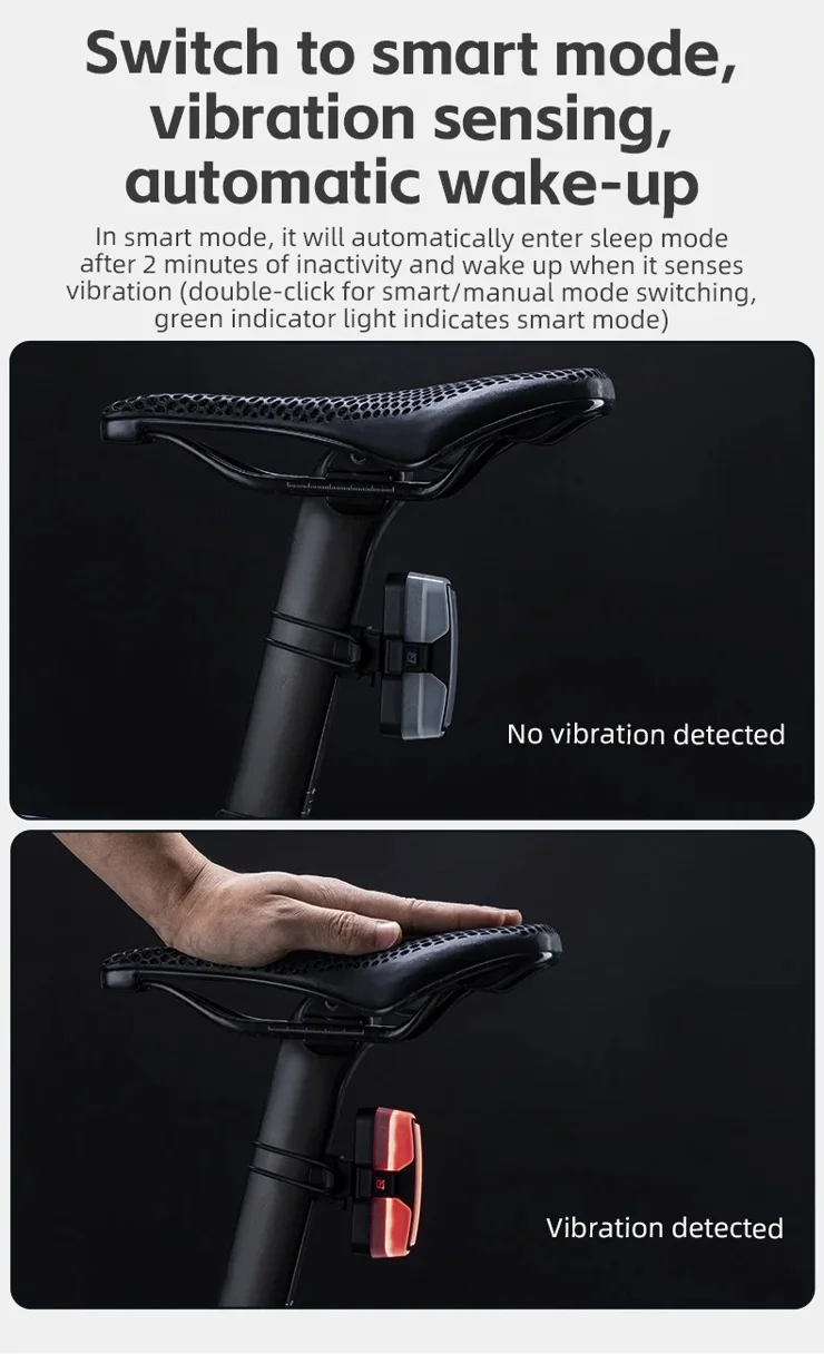 ROCKBROS REX02 Smart Fahrrad-Rcklicht LED-Warnleuchte Rcklicht 500mAh Fahrradbeleuchtung (ohne Blinker) ROCKBROS REX02 Smart Fahrrad-Rcklicht LED-Warnleuchte Rcklicht 500mAh Fahrradbeleuchtung (ohne Blinker)