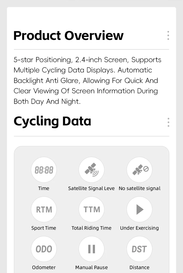 Vikye GPS-fietscomputer – Draadloos, 2,4 Inch Scherm, 1200mAh Batterij, Waterdicht, Nauwkeurige Tracking En Data-analyse