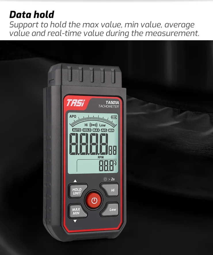 Digitaler fotoelektrischer Drehzahlmesser TA501A, 2,5-99,999 U/min