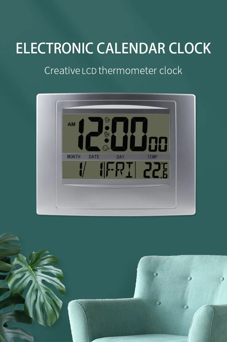 Orologio Da Parete LED 18 Pollici - Display Temperatura E Calendario, Auto-Dimmer | Bianco, 12/24h - Foto 2