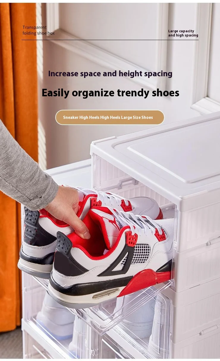Layer No Installation Foldable Shoe Box Transparent Plastic