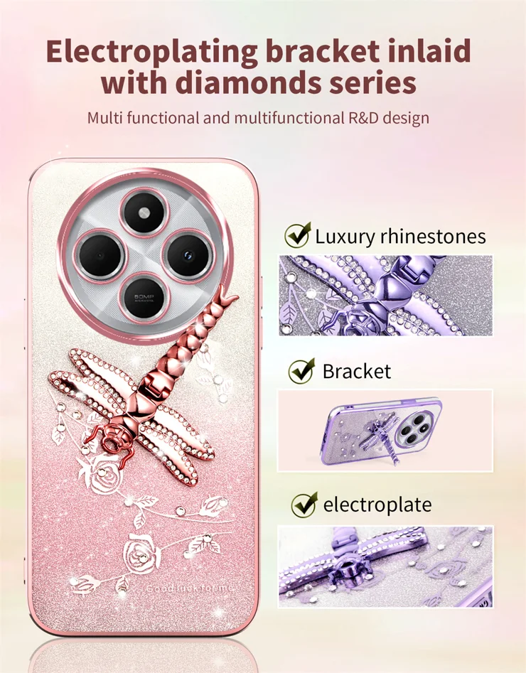 Glitter Case For Xiaomi Redmi 14C 4G / 14R 5G Cover,Magnetic Kickstand - View #7