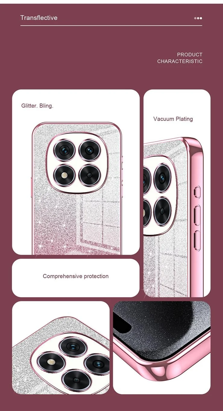 YUXING Cover Transparente Glitter per Xiaomi Poco X7 Pro 5G, Ragazze Donna Flora Motivo Custodia Bling Sottile, Antiurto Scintillante TPU Case (Gold