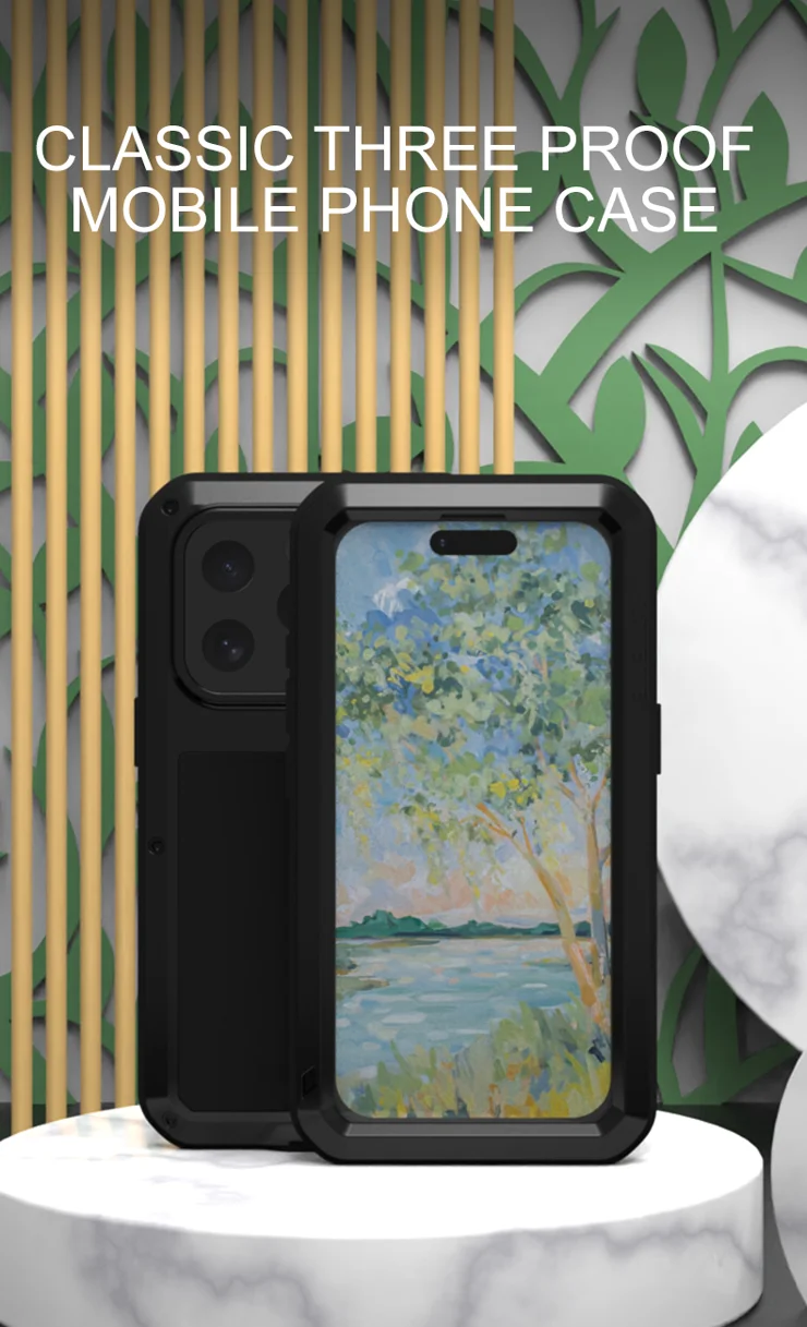 LOVE MEI For iPhone 16 Pro Max Case with Tempered Glass Film Metal+Silicone  Phone Cover - Yellow