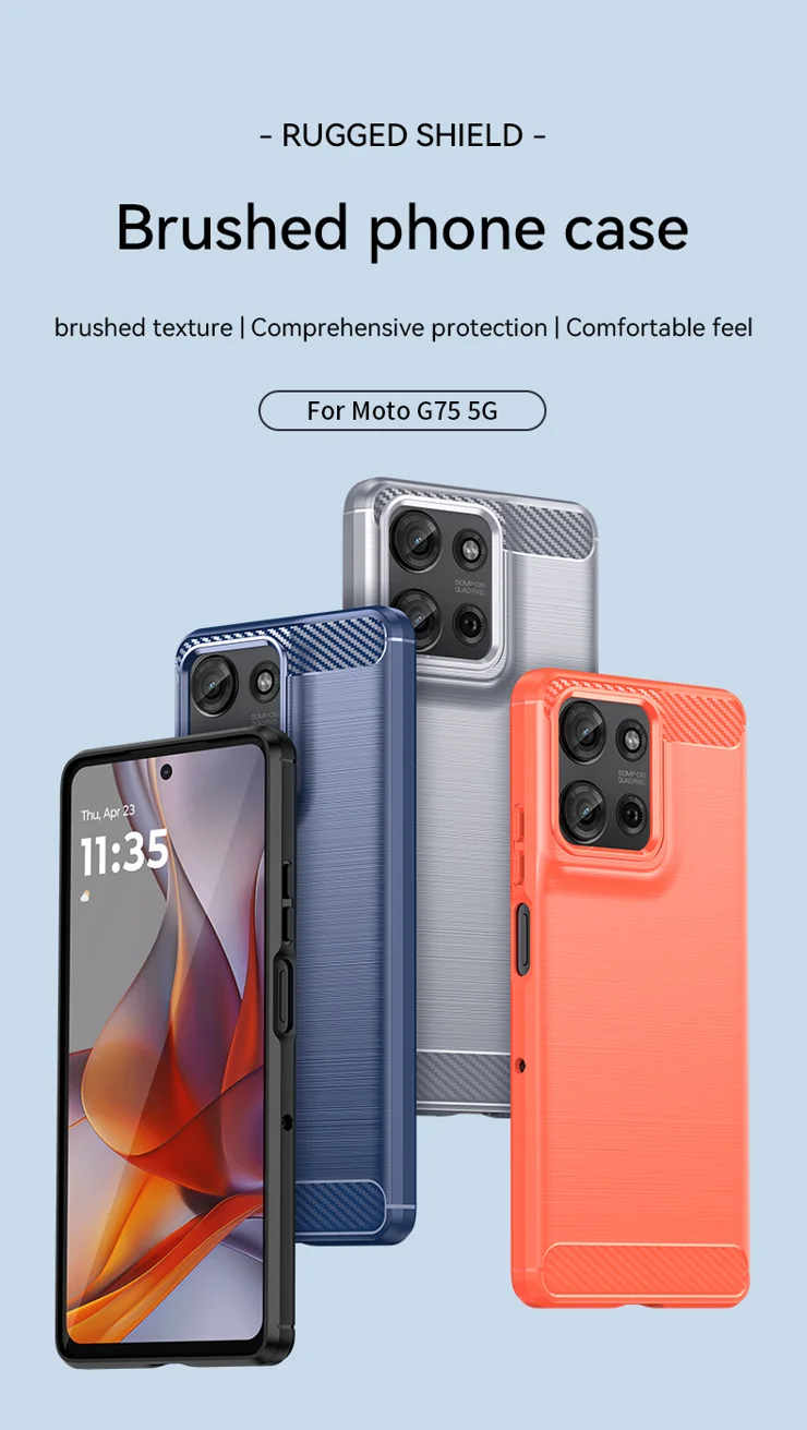 Natbok Motorola Moto G75 Case 6.8 Inch 5G, Military Grade Shockproof Moto G75 Phone Case [Carbon Fiber Texture] Soft TPU Slim Anti-Scratch Case For Motorola G75 5G, Black - View #2
