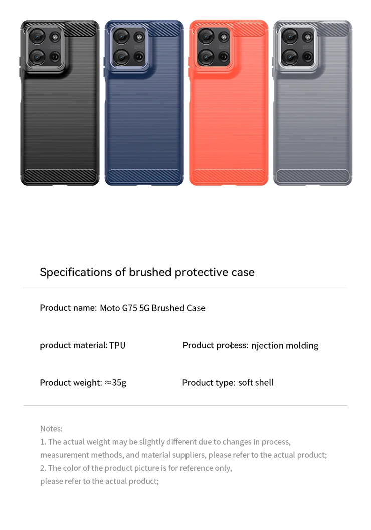 Natbok Motorola Moto G75 Case 6.8 Inch 5G, Military Grade Shockproof Moto G75 Phone Case [Carbon Fiber Texture] Soft TPU Slim Anti-Scratch Case For Motorola G75 5G, Black - View #3