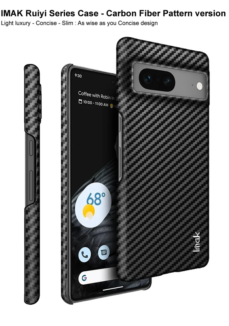 IMAK Ruiyi Series for Google Pixel 7 5G Carbon Fiber Texture PU Leather Coated PC Case Scratch-resistant Cell Phone Cover IMAK Ruiyi Series for Google Pixel 7 5G Carbon Fiber Texture PU Leather Coated PC Case Scratch-resistant Cell Phone Cover