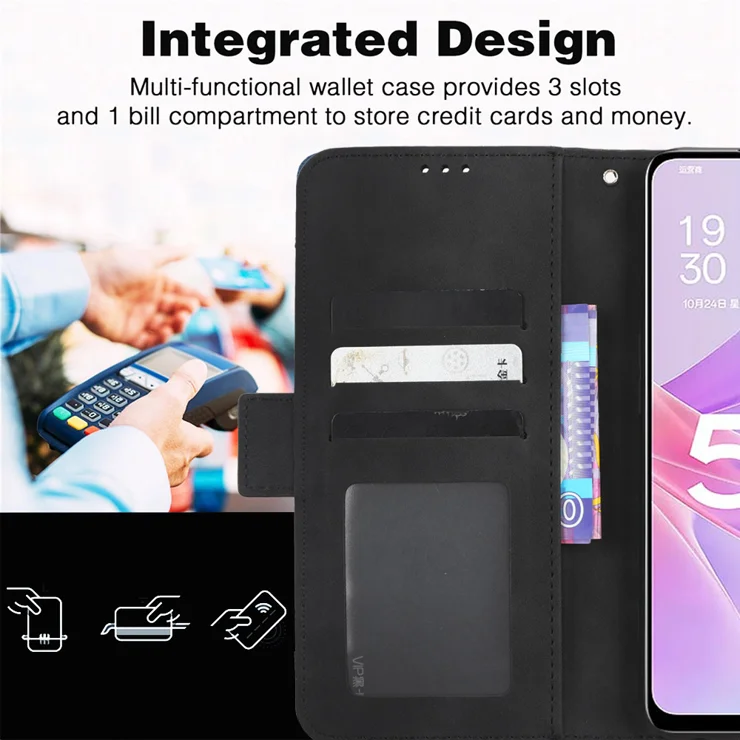 Custodia OPPO A57 / A57s Con Portafoglio E Supporto – Pelle PU Magnetica, 2 Slot Carte, Flip Cover, Nero
