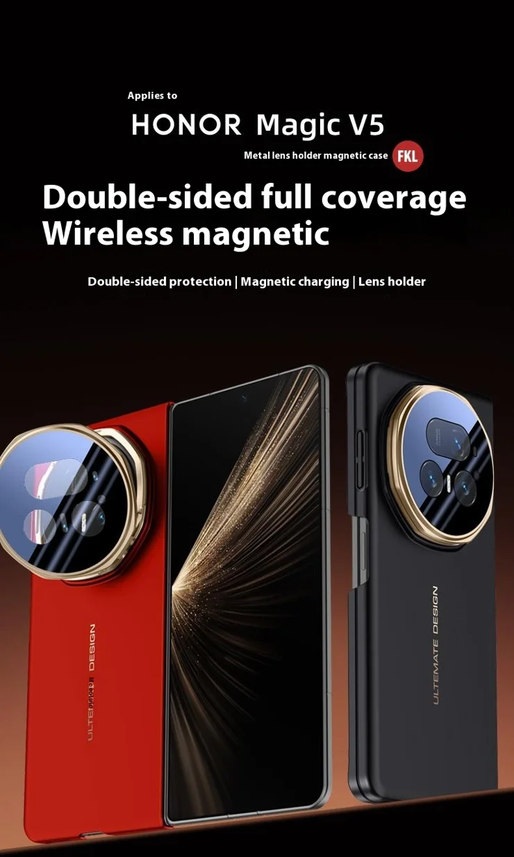 Custodia Antiurto Per HONOR Magic V5 - Con Protezione Schermo Integrata E Anello Portadito, Ricarica Wireless (Titanio) - 3