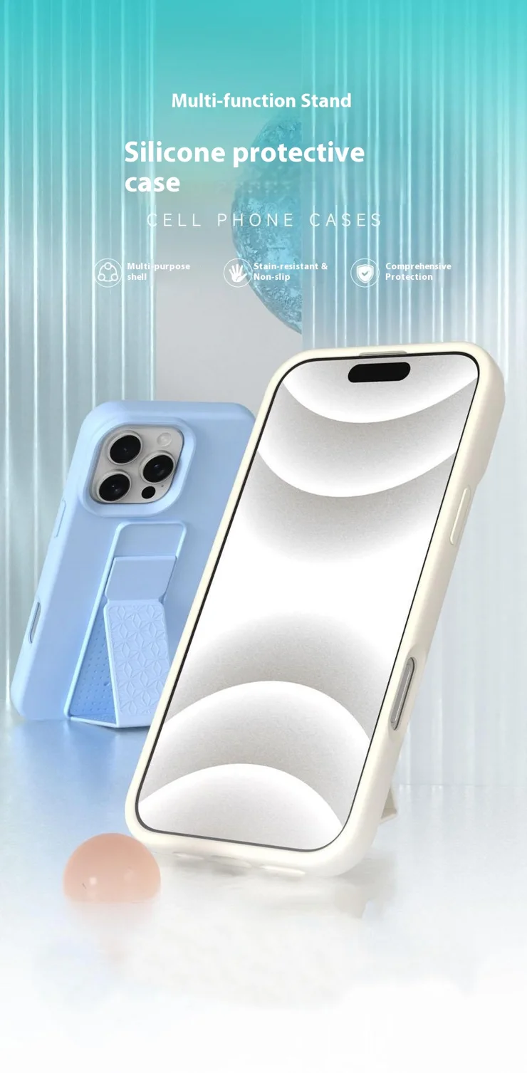 Bulk Purchasing For iPhone 13 Pro Max Case Drop Protection Liquid Silicone Phone Cover with Hidden Kickstand - Blue Bulk Purchasing For iPhone 13 Pro Max Case Drop Protection Liquid Silicone Phone Cover with Hidden Kickstand - Blue