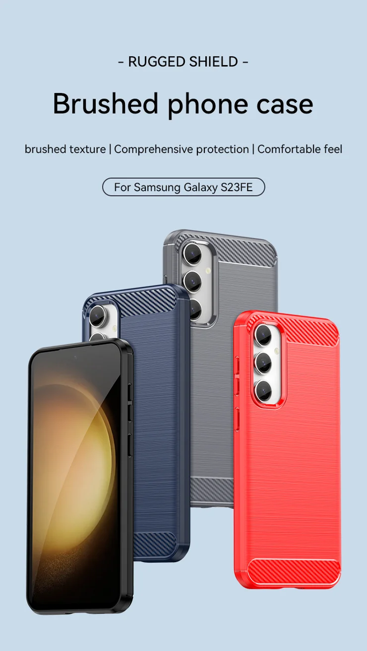 For Samsung Galaxy S23 FE Soft TPU Brushed Phone Case Carbon Fiber Texture Phone Back Cover - Blue For Samsung Galaxy S23 FE Soft TPU Brushed Phone Case Carbon Fiber Texture Phone Back Cover - Blue