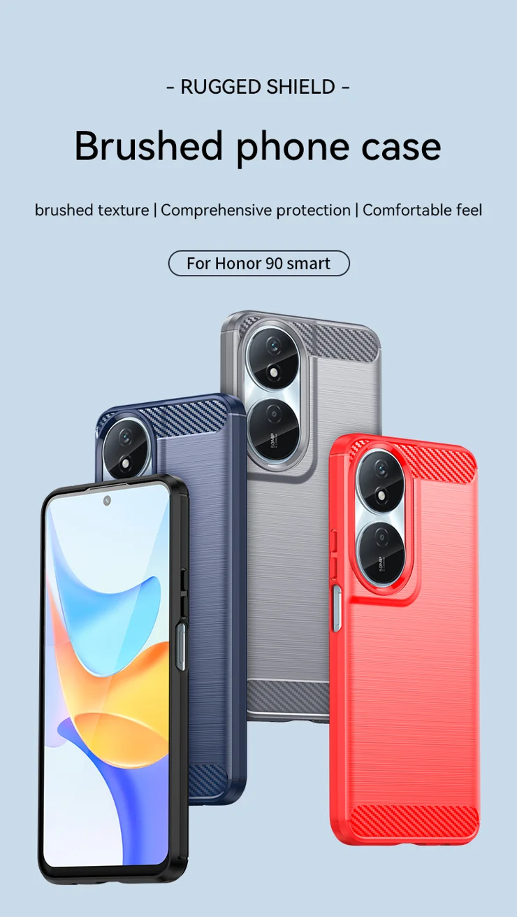 For Honor X7b 4G / Honor 90 Sart TPU Case Phone Cover Carbon Fiber Texture - Blue