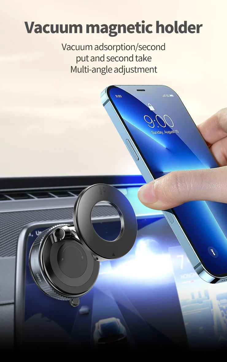 Support Magnétique Pour Téléphone Voiture - Rotation 360°, Ventouse Puissante - Noir Ou Blanc - 3