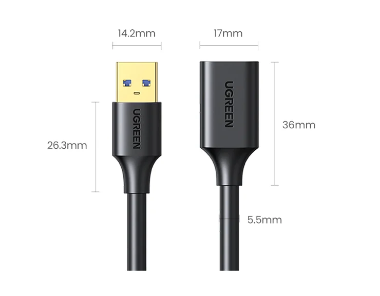 CAVO DATI PROLUNGA USB3.0 MASCHIO A FEMMINA DA 5 GBPS/S 5MT STAMPANTE
